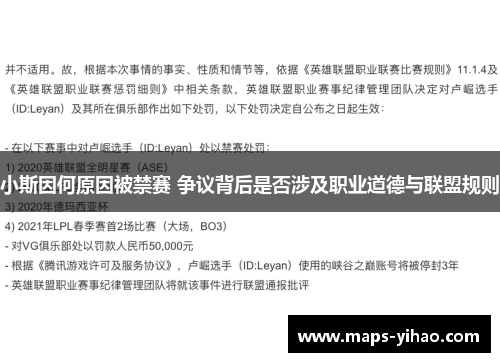 小斯因何原因被禁赛 争议背后是否涉及职业道德与联盟规则